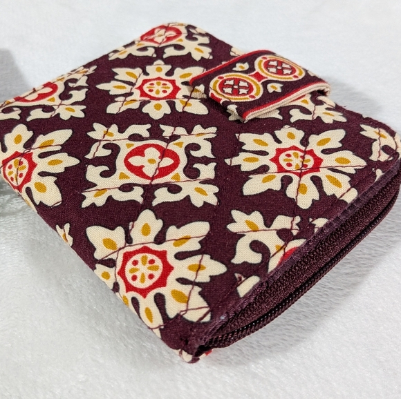 Vera Bradley Maroon Mini Zip Wallet Medallion - Picture 2 of 8